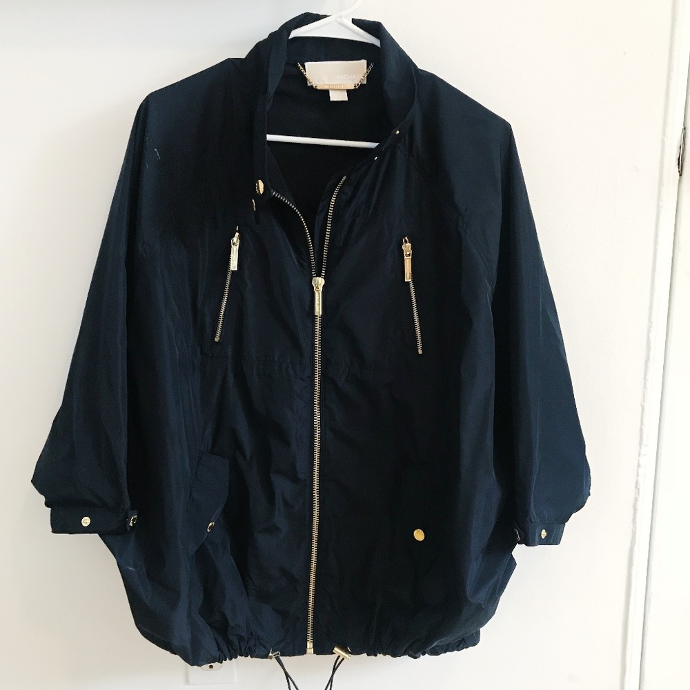 Michael Kors Navy Utility Jacket with Gold Hardware